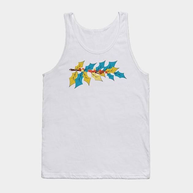 Holly Branch with Berries Tank Top by SWON Design